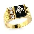Genuine Onyx Masonic Ring - wtih Swarovski Crystals Sizes 8-13