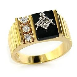 Genuine Onyx Masonic Ring - wtih Swarovski Crystals Sizes 8-13