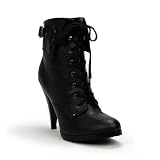 Lace Up High Heel Ankle Boot Black