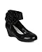 Leatherette Chiffon Bow Ankle Cuff Kiddie Heel Wedge Sandal (Toddler/Little Girl/Big Girl) BA62 - Black
