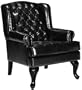 Tufted Wing Chair, 45"H, BLACK