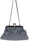 Silver Satin Pleated Clutch Evening Bag ~ Comes with 2 Removable Chains