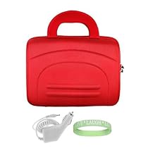 Red Nylon Amazon Kindle DX Hard Shell Carrying Case + White Rapid Kindle DX Car Charger + Vangoddy tm, Live*Laugh*Love wrist band!!! (Kindle DX Not Included)