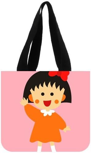 Cute Cartoon Chibi Maruko Chan Custom Reusable Canvas Cotton Lunch Tote Bag 02 (2 sides)