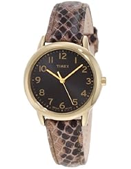 Timex Womens T2N965 Elevated Classics Taupe Python Patterned Strap Watch
