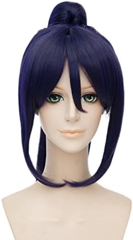 Cosplayvoice Anime LoveLive Sunshine Aqours Matsuura Kanan 35CM Dark Blue Cosplay Wig+60CM Ponytail