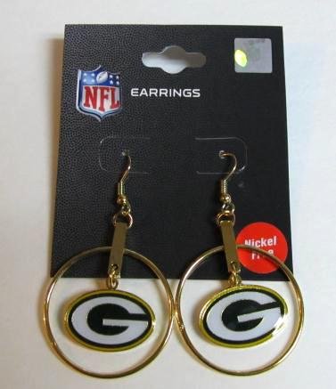 Womens Green Bay Packers Fan Hoop Earrings