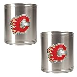 NHL Calgary Flames Two Piece Stainless Steel Can Holder Set- Primary Logo