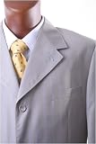 Mecca - Men's Superior 150's Single Breasted 3 Button Tan Pinstripe Vested Dress Suit with Wide Leg Pants