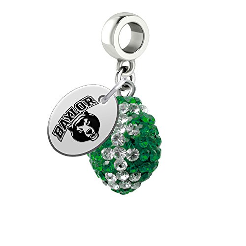 Baylor Bears Crystal Football Drop Charm Fits All European Style Bracelets