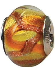 Zable(tm) Sterling Silver Murano Glass-Gold/Brown Bead / Charm