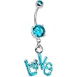 Zircon Blue Gem Love Belly Ring
