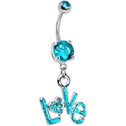 Zircon Blue Gem Love Belly Ring