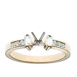 18k Yellow Gold Prong Set Baguette Diamond Engagement Ring Setting (1/3 ct tw, I, I1)