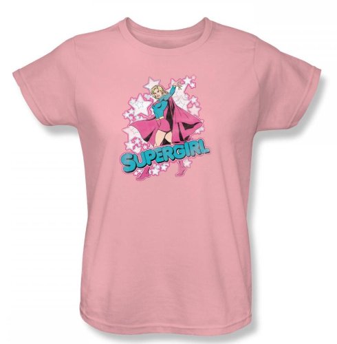  Dc Comics - I'M Supergirl Womens T-Shirt In Pink Sheer