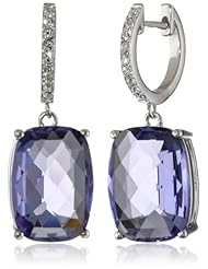 Sterling Silver Swarovski Tanzanite Color Crystal and Clear Crystal Earrings