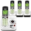 Vtech DECT 6.0 Black/White Expandable 4-Handset Cordless Phone System with Digital Answering Device and Caller ID (CS6229-4)