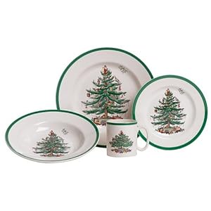 Spode Christmas Tree 17-Piece Dinnerware Set with Serving Bowl