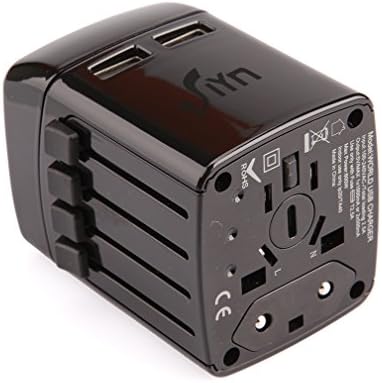 SIYN 110-220V Universal Worldwide Travel Plug Adapter Electrical Outlet EU AU UK US All-in-one Socket with Dual USB Charger (Black)