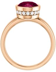 18K Rose Gold 10.00x8.00mm Oval Cut Rhodolite Garnet and Diamond Ring -- LIFETIME WARRANTY