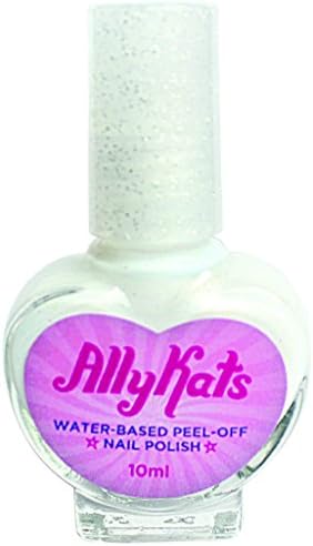 AllyKats Water-Based Sparkly Peel-Off Nail Polish, White, 0.338 Ounce