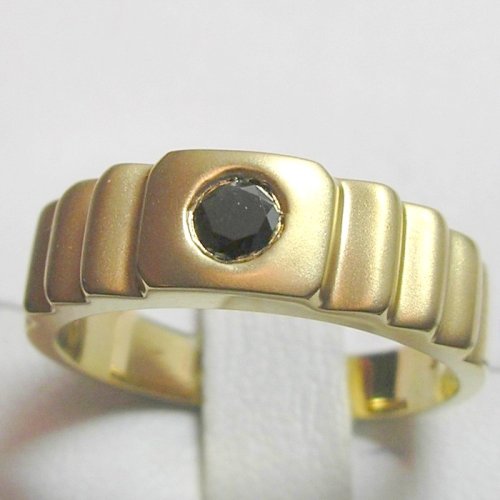 14K Black Diamond Man's Ring