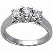 14K White Gold Three Stone Diamond Anniversary Ring
