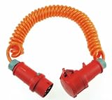 as - Schwabe 70416 Baustellen-Spiralkabel 400V / 16A, 5m H07BQ-F 5G1,5, orange, IP44 Gewerbe, Baustelle