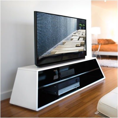 OmniMount PRISM 50 HGB Karim Collection 59 TV Stand in High Gloss Black Color: Black/Black