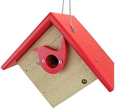 Nature's WayNature Products USA Classic Cedar & Recycled Poly Lumber Wren Birdhouse with Predator Guard (Red)
