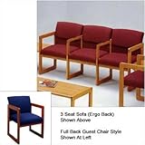 IMAGE OF Classic Series 3 Seat Sofa with Center Arms (full back) Base: 4 Post, Finish: Walnut, Material: Kilkenny Tweed Nightshade Vinyl