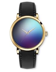 SPRAWL Aanalog Fashion Series Gold Ladies Watches of Genuine Black Leather Strap,Unique Wrist Watch for Women Girls Designed with Blurry pattern of colors