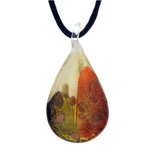 Tricolor Teardrop Murano Glass Necklace Pendant