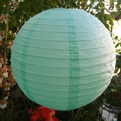 Paper Lantern, Round, Even Ribbing, 12 inch, Cool Mint Green