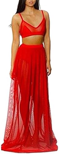 Iasion Women's Long Chiffon Sexy Club Party Two Piece Bodycon Dress
