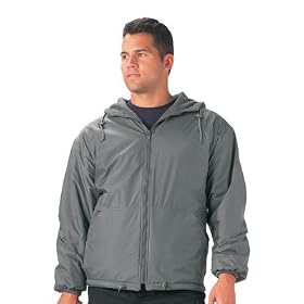 Gray Reversible Fleece-Lined Nylon Hooded Jacket by Galaxy Army Navy