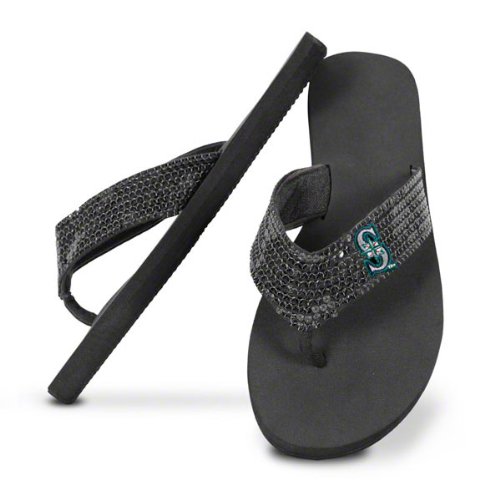 Seattle Mariners Women's Sequin Strap Flip Flops