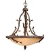Search Our Specialty Mall : Aspen - 6 Light Rustic Pendant Lighting Fixture - Pine Tree - Brushed Amber Glass - B2701