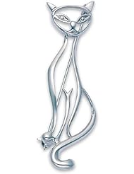 Heather Needham, Silver Open Design Cat Brooch Large (Approx 2" - 60mm)