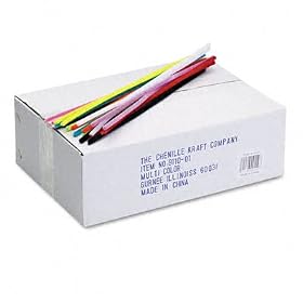 Chenille Kraft 911001 - Jumbo Stems, 12 x 6mm, Metal Wire, Polyester, Assorted, 1000/Box