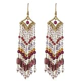Lee Angel Gold Purple Multi-Strand Beaded Chandelier Earring
