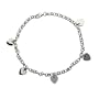 Sterling Silver Dangling Hearts Anklet