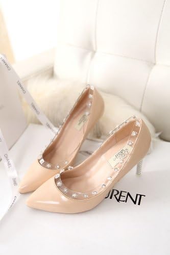G-small HOT Selling Women Lady Girls fashion diamond-studded Heels Sandals Pump Shoes (39, beige)