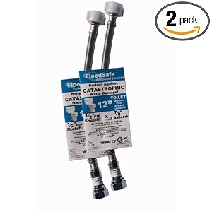 Watts MFS ST12-814W Floodsafe 1 2-by-7 8-by-12-Inch Stainless Toilet Connector, 2-Pack by Watts