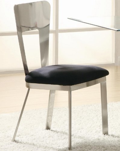 Set of 2 Dining Chairs Black Microfiber Seat Metal Back and Base