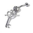 Cupid's heart Key Clear Rhinestone Belly Ring Body Jewelry