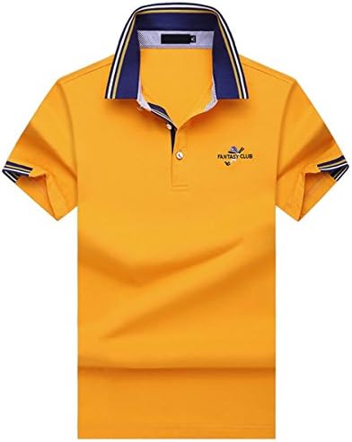 Noorcamp Men's Solid Short Sleeve Business Polo Shirt (XXXXL, Yellow)