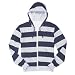 Navy Blue Gray Fleece Rugby Stripe Hoodie Unisex Sizes. Fleece