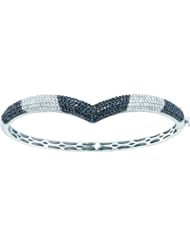 14K White Gold 1.72CT Black & White Round Cut Diamond Fashion Bangle