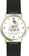 Old Mother Hubbard & Her Dog - from Mother Goose by Artist: Sylvia Long - WATCHBUDDY&reg; DELUXE TWO-TONE THEME WATCH - Arabic Numbers - Black Leather Strap-Size-Large ( Men's Size or Jumbo Women's Size )